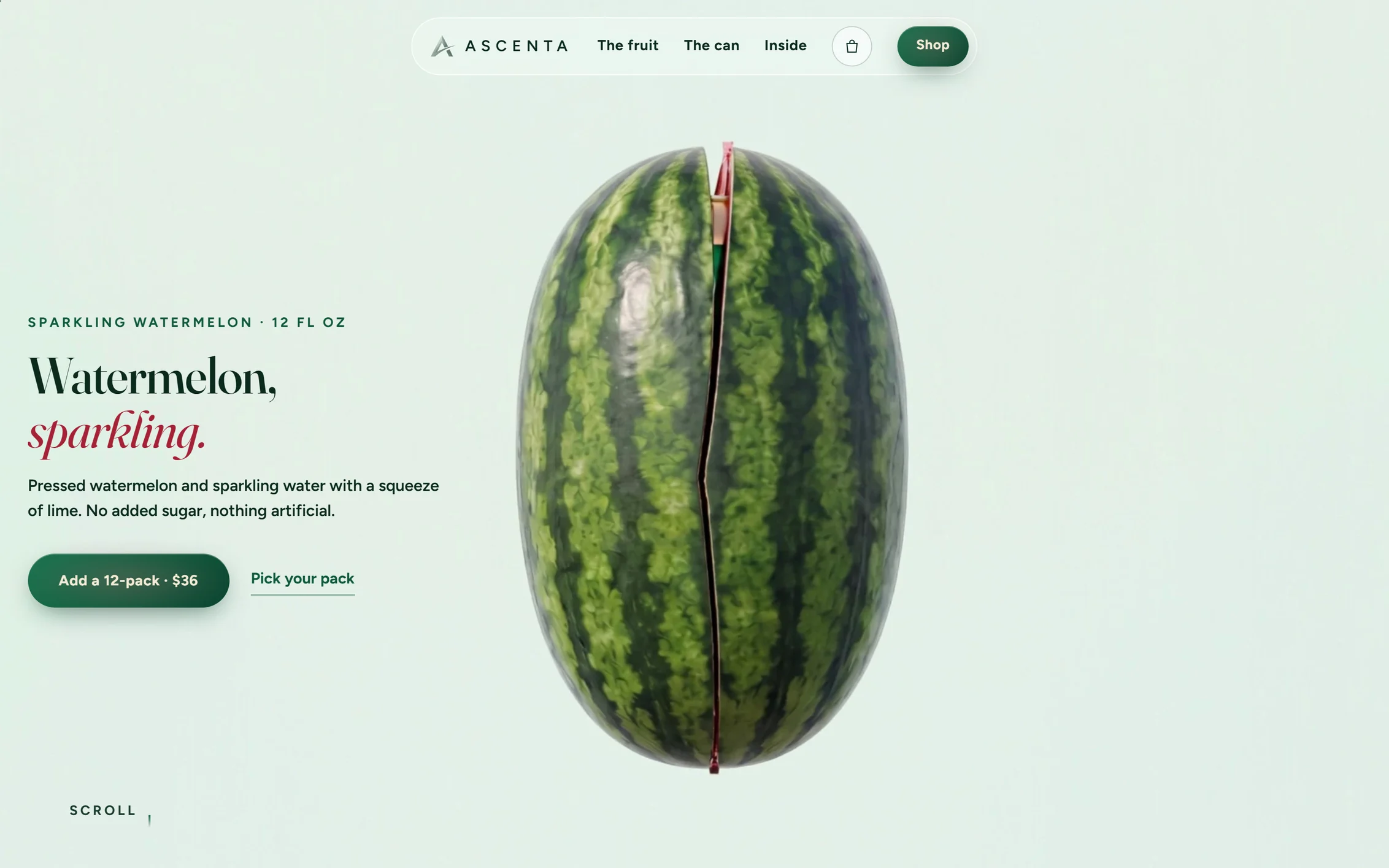 Sparkling Watermelon — a whole watermelon splitting open along its crack